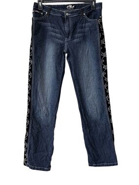 Platinum Plush Juniors 15 dark wash distressed jeans